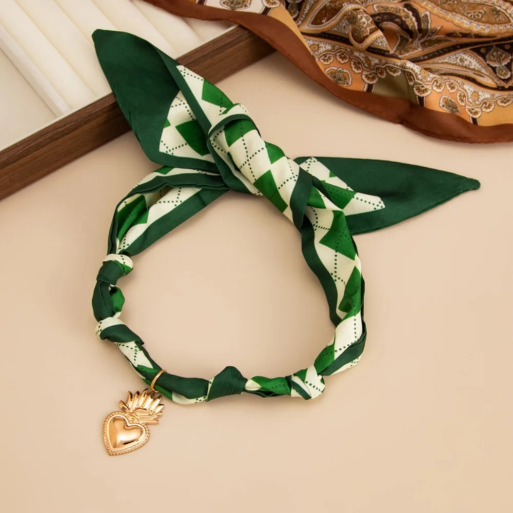 Sacred Heart Pendant Silk Necklace