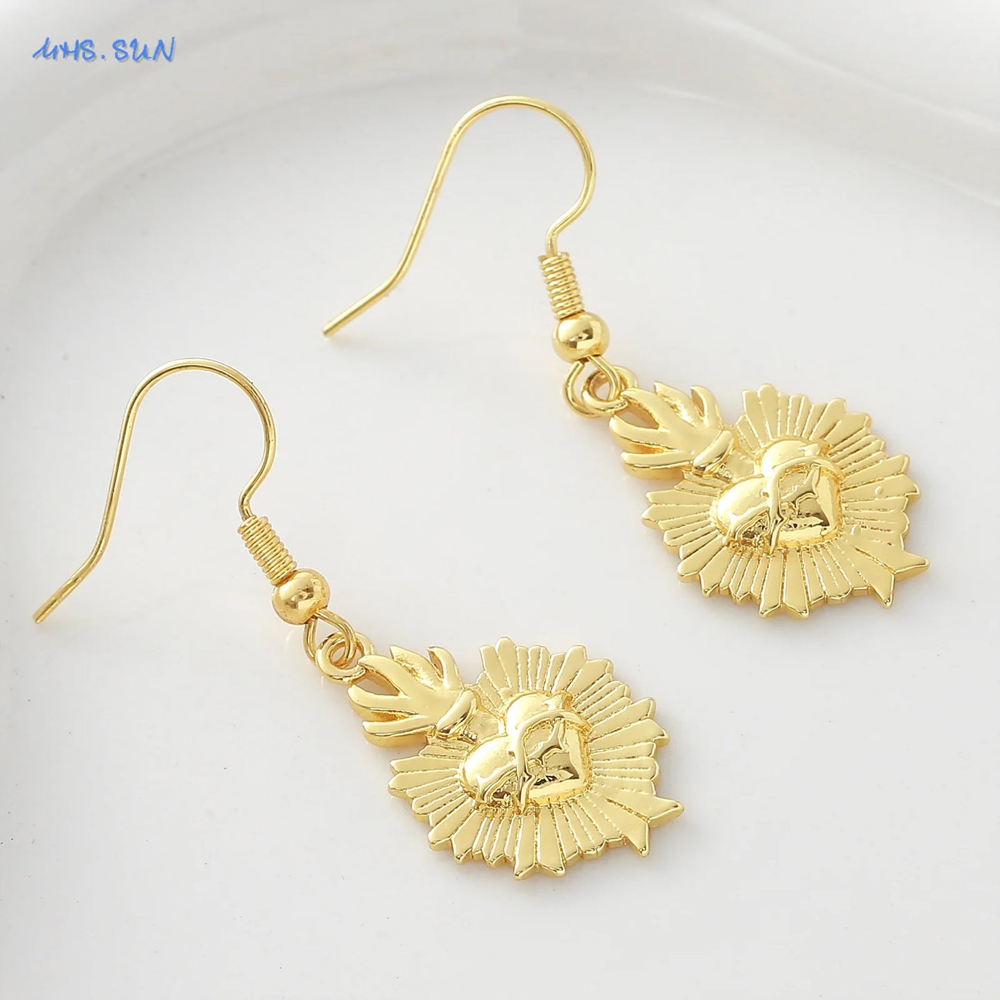 Sacred Heart Drop Earrings