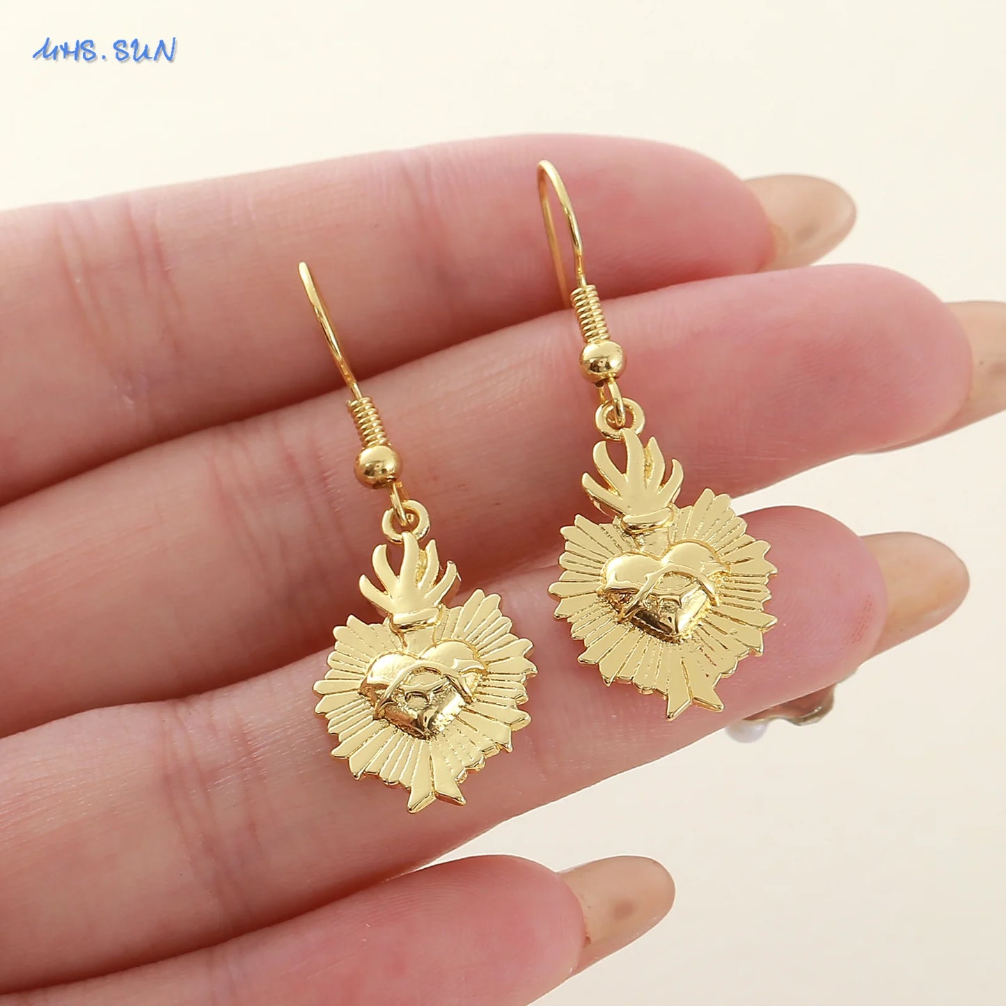 Sacred Heart Drop Earrings