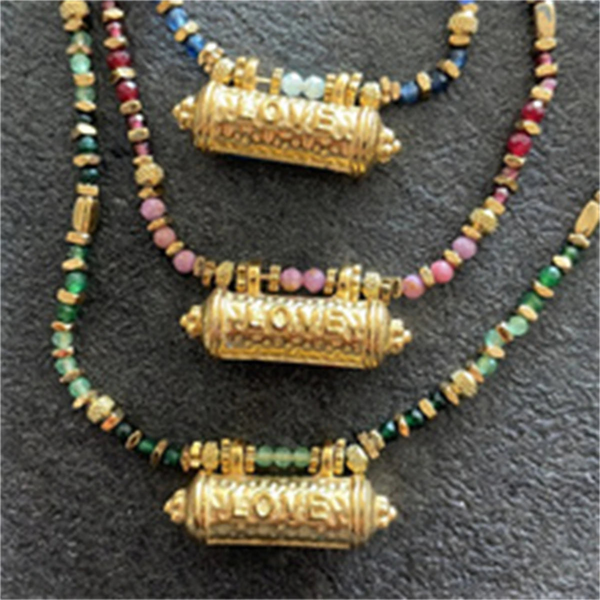 Kaleidoscope Evil Eye Woven Rope Chain Necklace