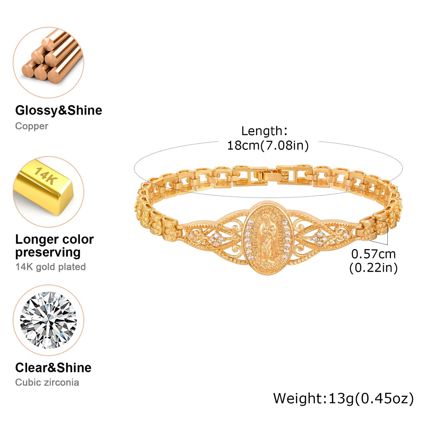 Guadalupe Virgin Mary Bracelet