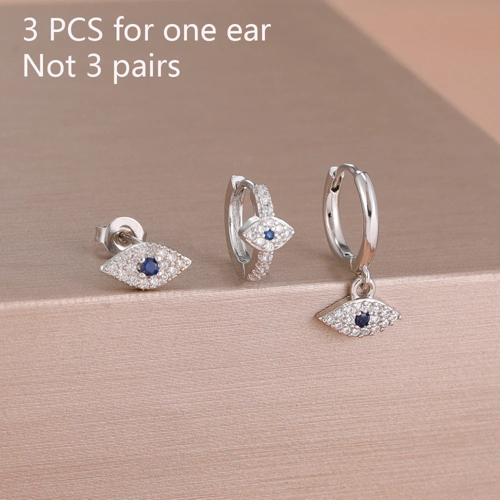 14K Gold Plated Evil Eye Earrings Set