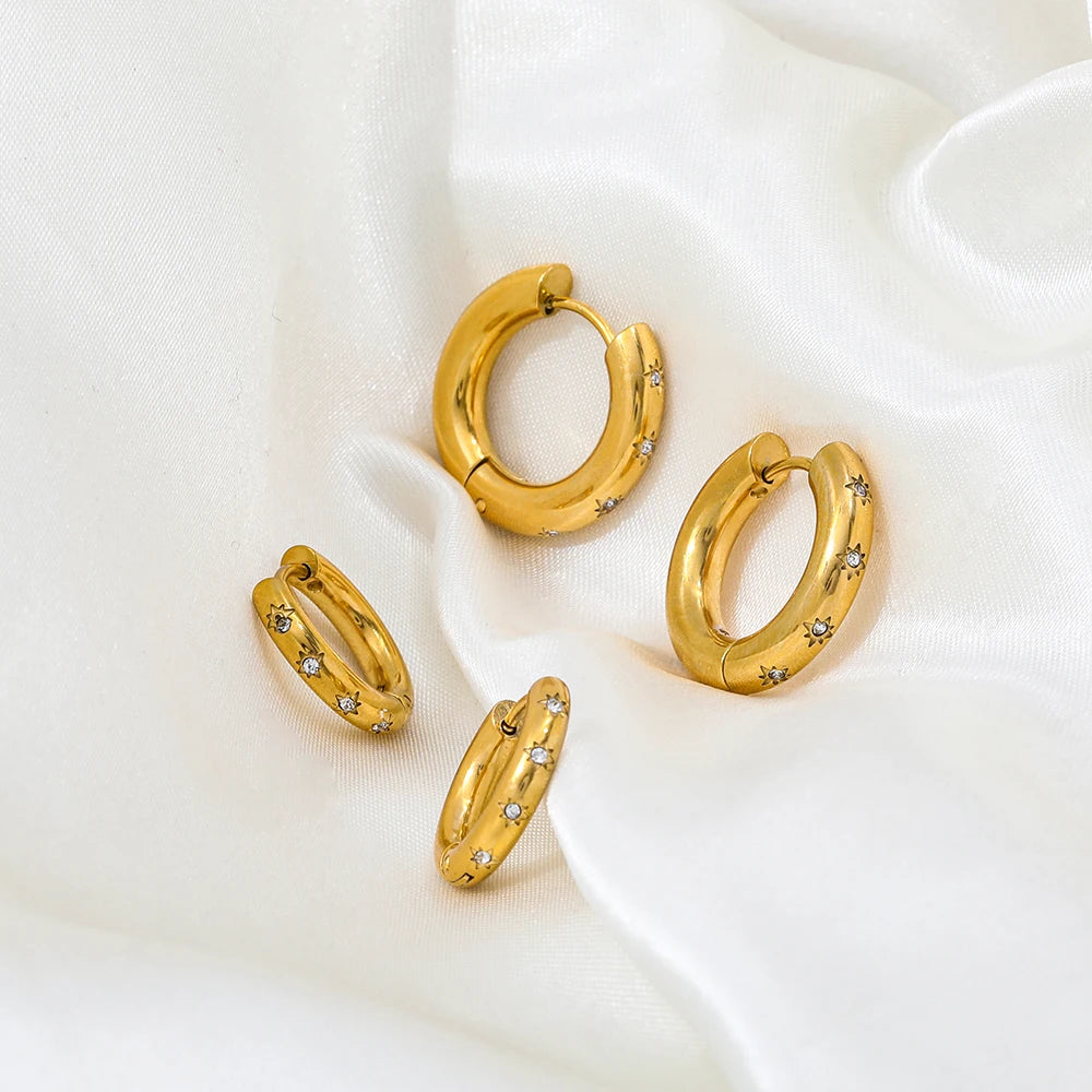 Starburst Hoop Earring Stainless Steel