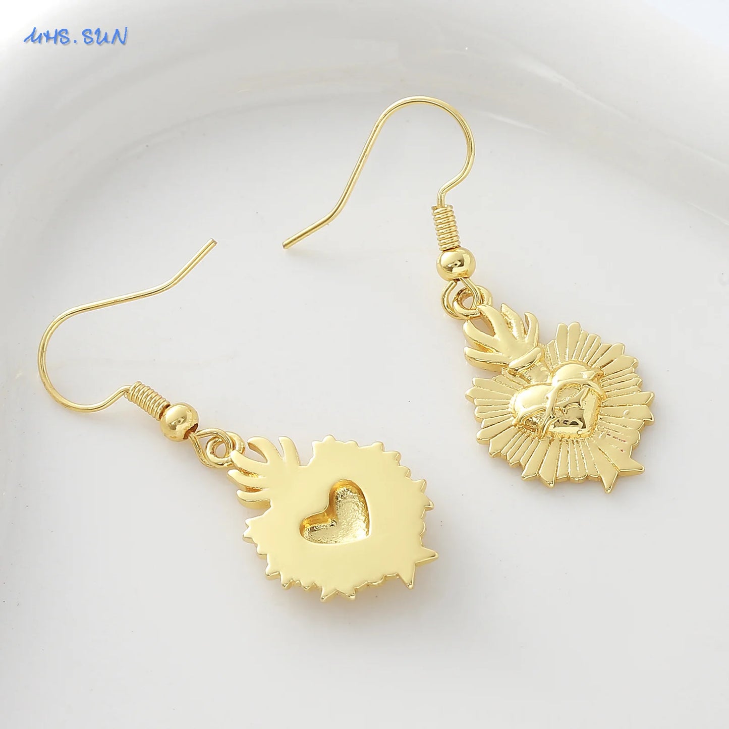 Sacred Heart Drop Earrings