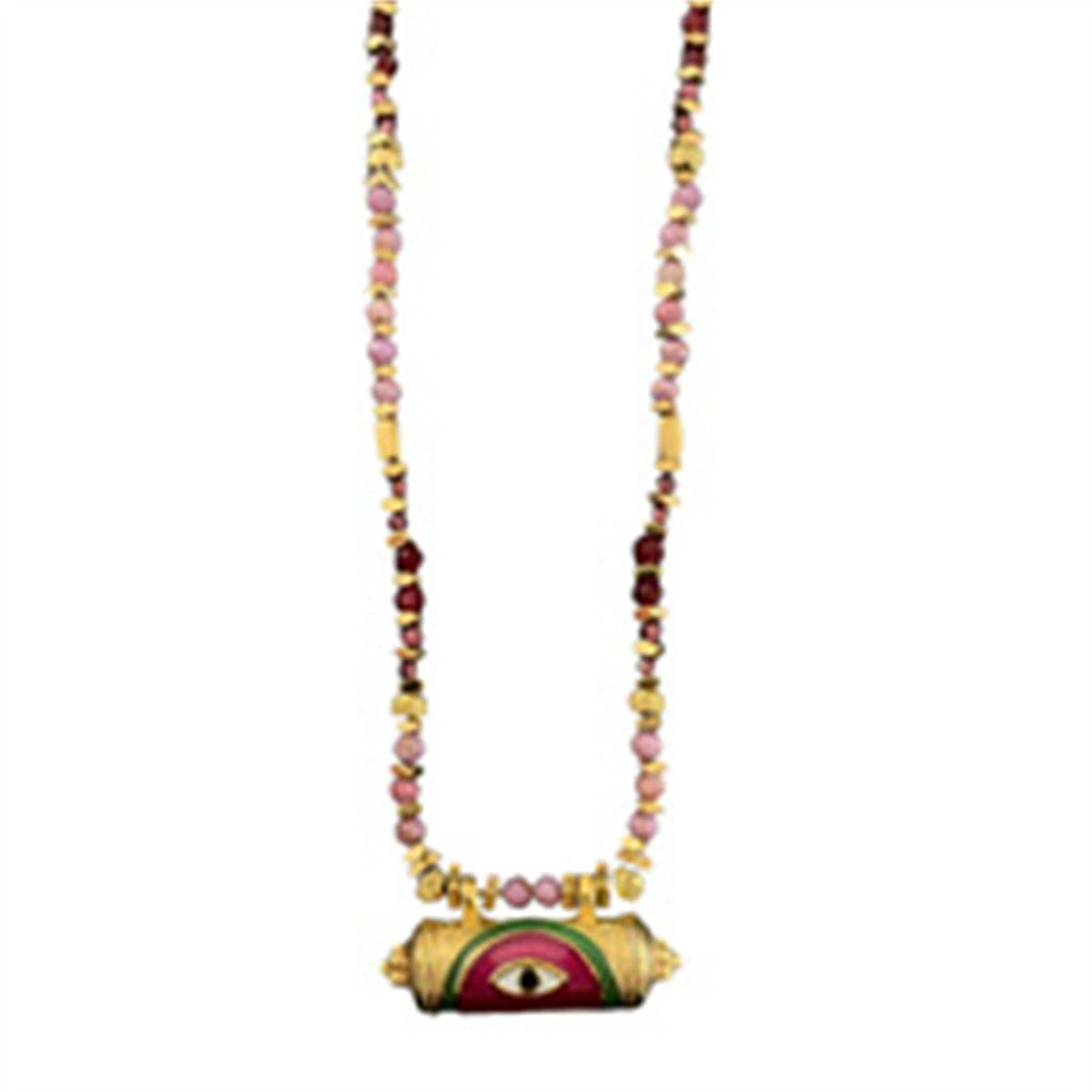 Kaleidoscope Evil Eye Woven Rope Chain Necklace