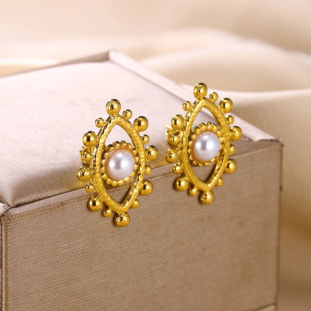 Evil Eye Pearl Earrings