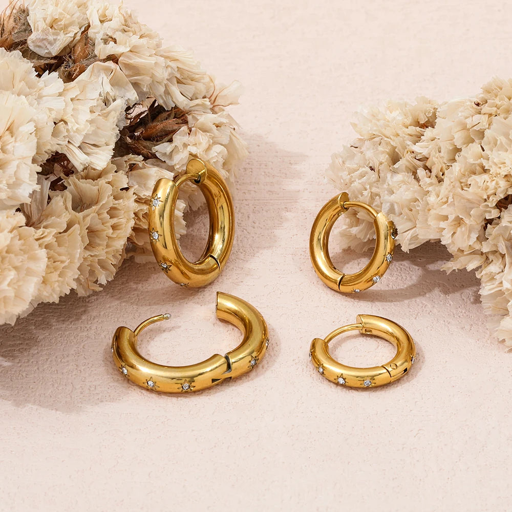 Starburst Hoop Earring Stainless Steel